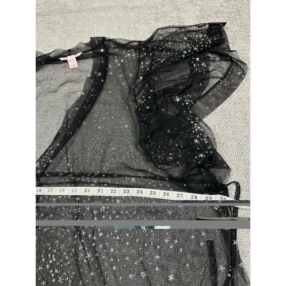 Victorias Secret Robe Womens M/L Black Sheer Stars Celestial Kimono Sexy - Picture 8 of 12
